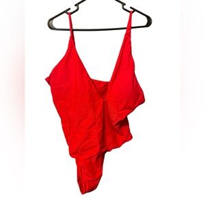 NWT shein red one piece swimsuit with adjustable straps